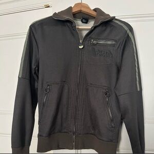 Diesel Brown Zip-Up Jacket with Green Accents